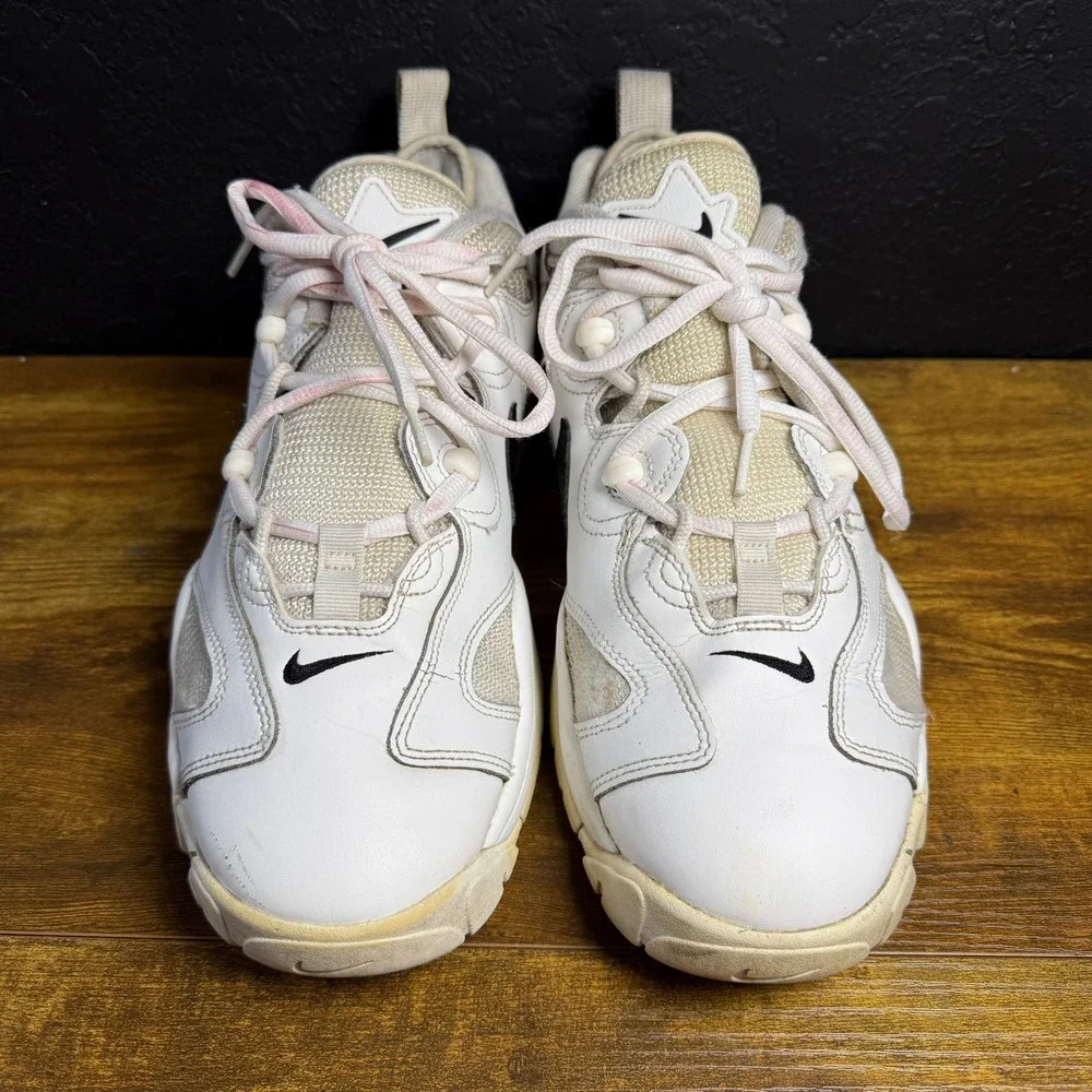 Nike Air Barrage Low CW3130-100 White‎ Leather Athletic Sneakers Mens 11.5